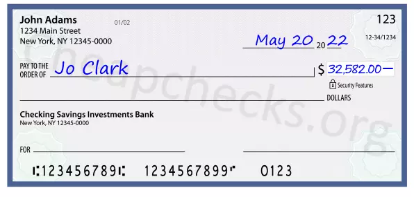 32582.00 dollars written on a check