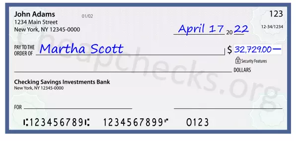 32729.00 dollars written on a check