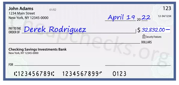 32832.00 dollars written on a check