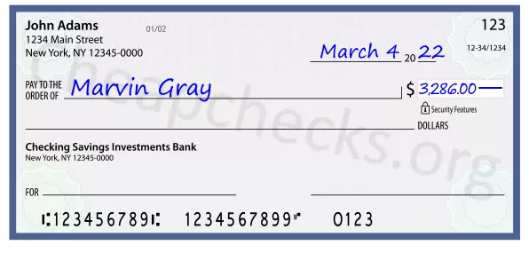 3286.00 dollars written on a check