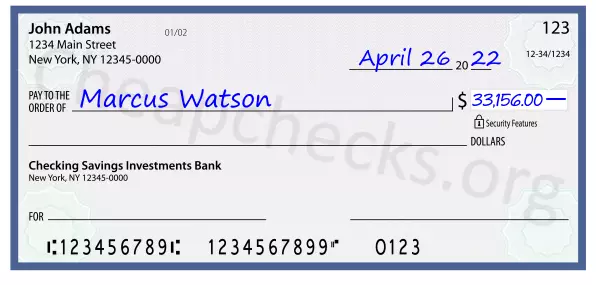 33156.00 dollars written on a check