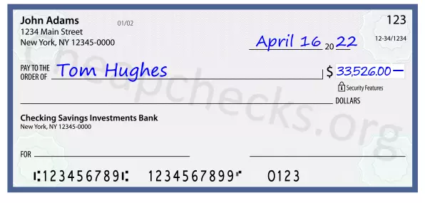 33526.00 dollars written on a check