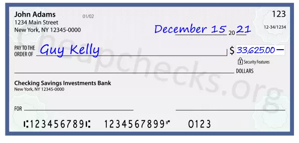 33625.00 dollars written on a check