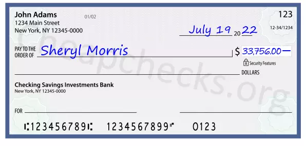 33756.00 dollars written on a check