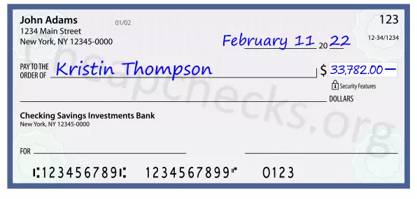 33782.00 dollars written on a check