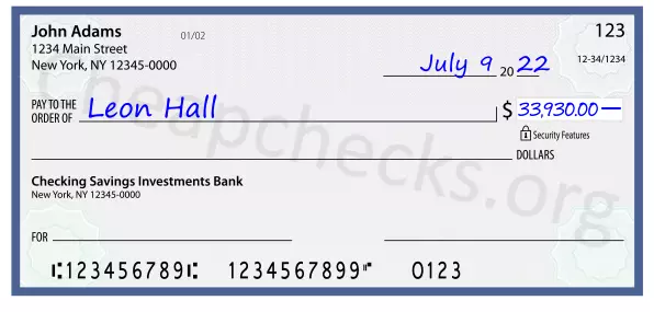 33930.00 dollars written on a check