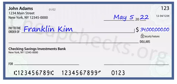 34000000.00 dollars written on a check