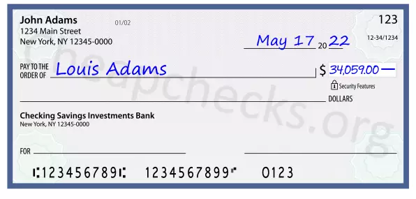 34059.00 dollars written on a check