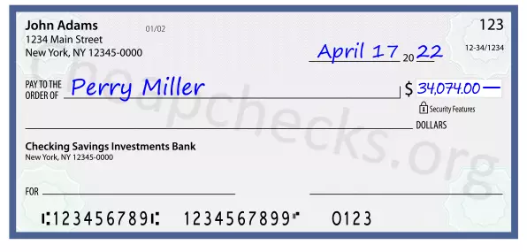 34074.00 dollars written on a check