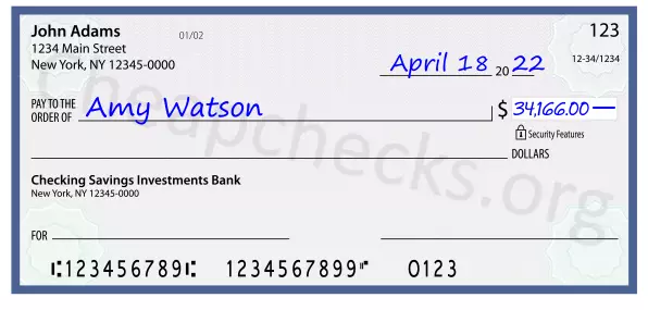 34166.00 dollars written on a check