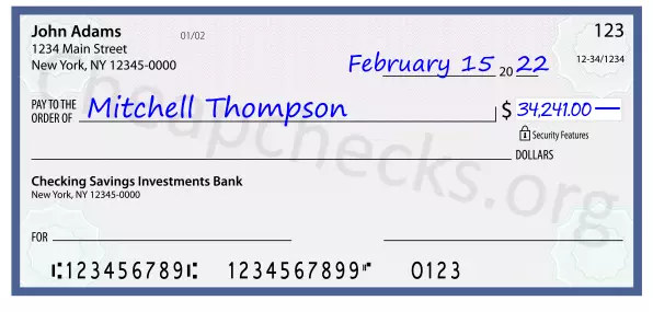 34241.00 dollars written on a check