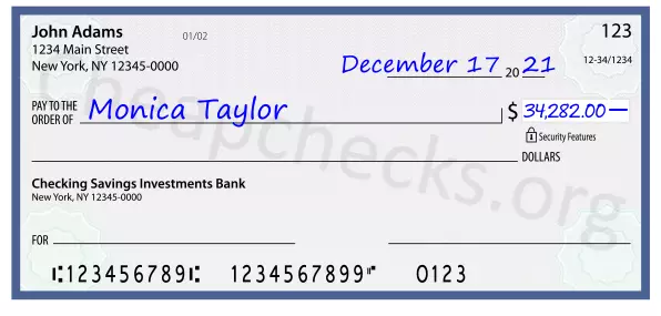 34282.00 dollars written on a check