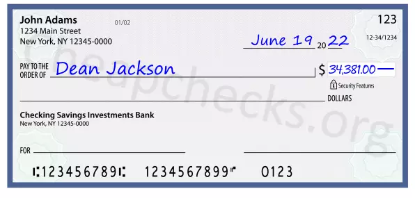 34381.00 dollars written on a check