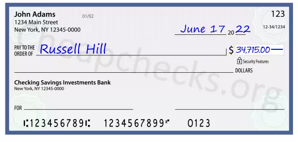 34715.00 dollars written on a check