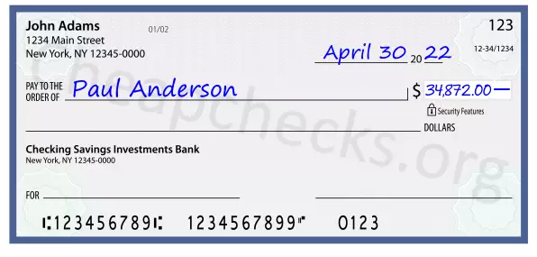 34872.00 dollars written on a check