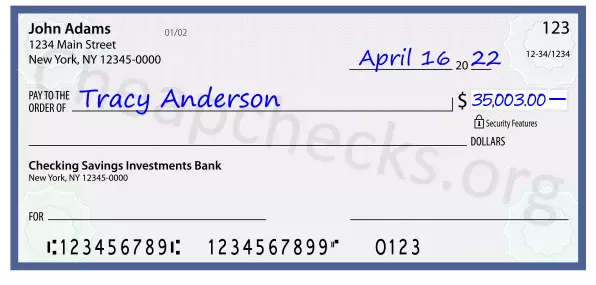 35003.00 dollars written on a check