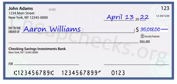 35018.00 dollars written on a check