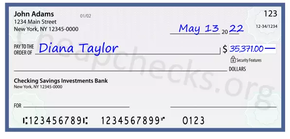 35371.00 dollars written on a check