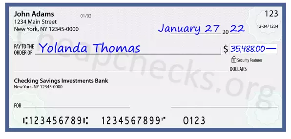 35488.00 dollars written on a check