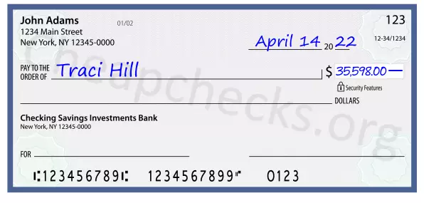 35598.00 dollars written on a check