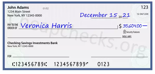 35604.00 dollars written on a check