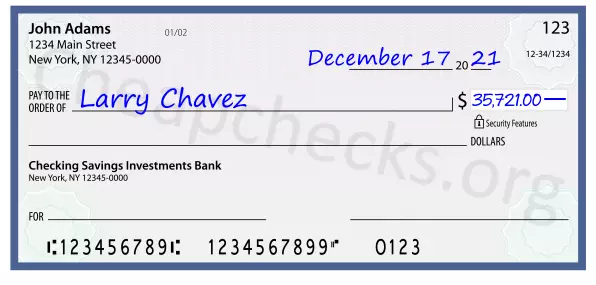 35721.00 dollars written on a check