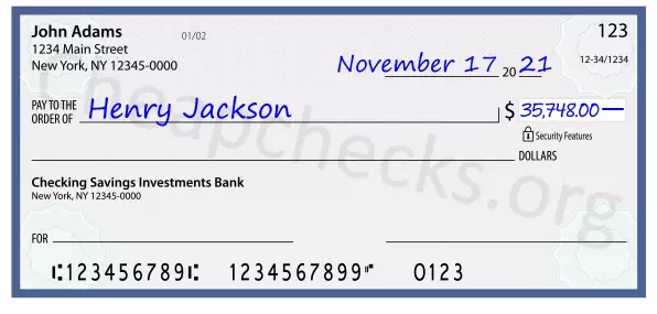 35748.00 dollars written on a check