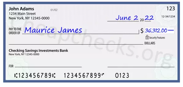 36312.00 dollars written on a check