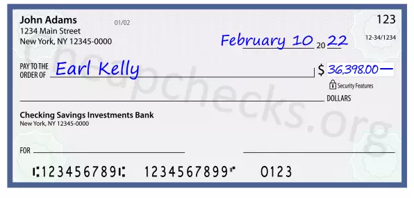 36398.00 dollars written on a check