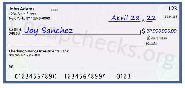 37000000.00 dollars written on a check
