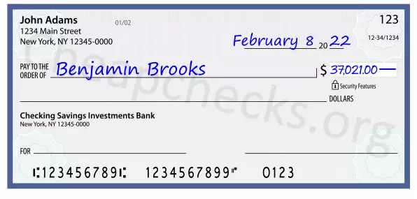 37021.00 dollars written on a check