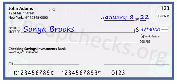 37130.00 dollars written on a check