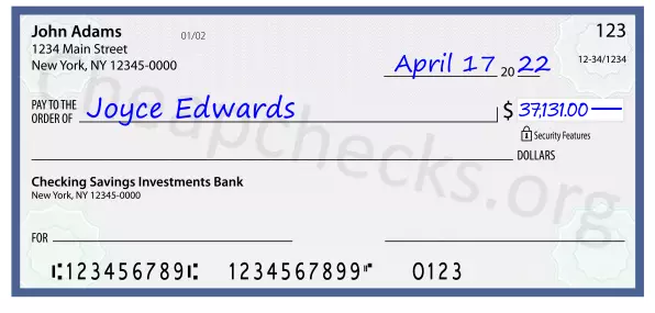 37131.00 dollars written on a check