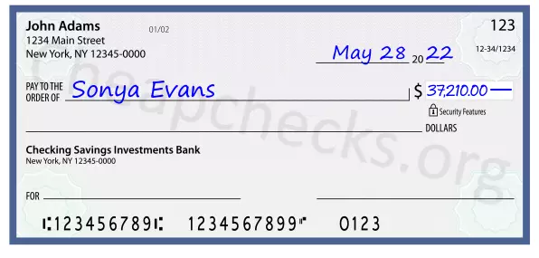 37210.00 dollars written on a check