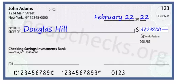 37298.00 dollars written on a check