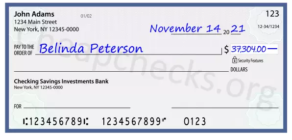 37304.00 dollars written on a check