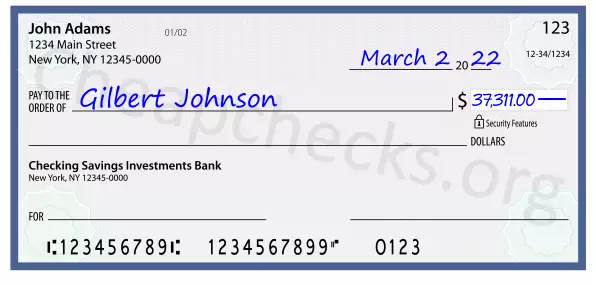 37311.00 dollars written on a check