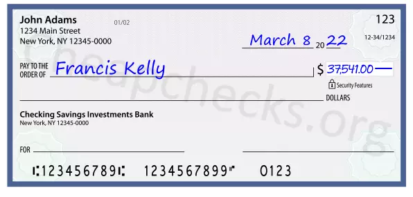 37541.00 dollars written on a check