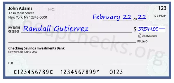 37544.00 dollars written on a check