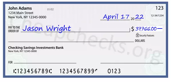 37766.00 dollars written on a check