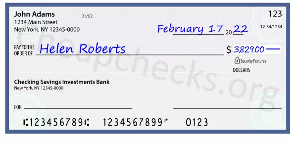 3829.00 dollars written on a check