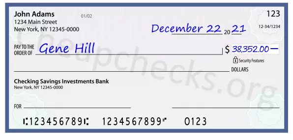 38352.00 dollars written on a check