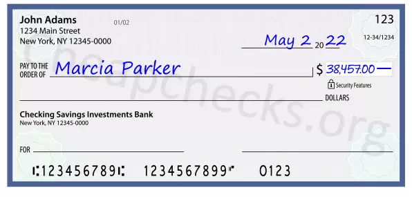 38457.00 dollars written on a check