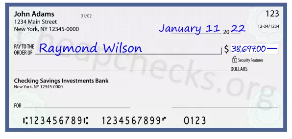 38697.00 dollars written on a check