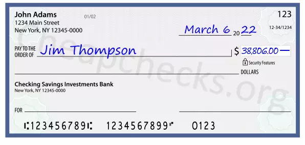 38806.00 dollars written on a check