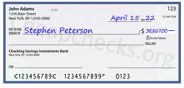 38867.00 dollars written on a check