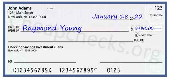 39140.00 dollars written on a check