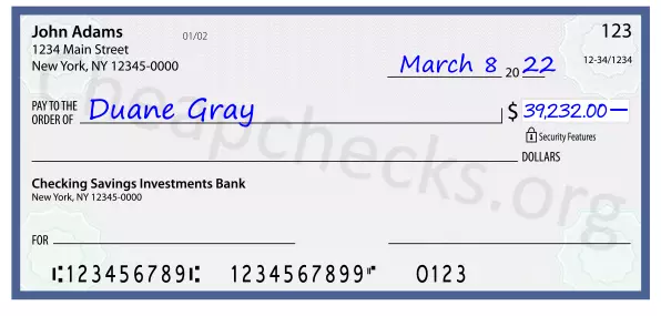 39232.00 dollars written on a check