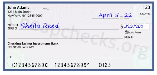 39379.00 dollars written on a check