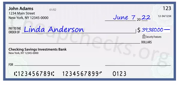 39380.00 dollars written on a check